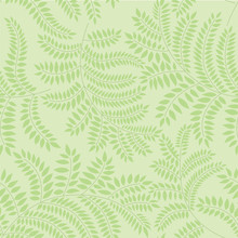 Seamless Pattern With Leaves On Green Background, Print