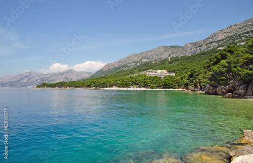 Obraz na płótnie canvas czteroczęściowy "tetraptyk" Riwiera makarska w Dalmacji w Brela