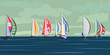 Vector illustration of sailing yacht regatta.