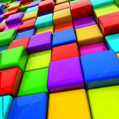 Obraz na płótnie canvas dwuczęściowy "dyptyk" Multicolor 3d kostki abstrakcyjne tło.
