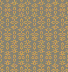 Wall Mural - seamless pattern with leaves on gray background, Print