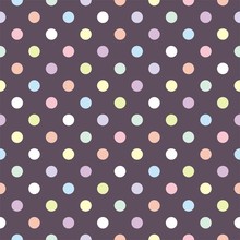 Colorful Dots On Dark Background Retro Seamless Vector Pattern