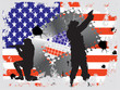 Soldatensilhouetten vor amerikanischer Flagge