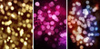 Set Of three Colorful Bokeh backgrounds