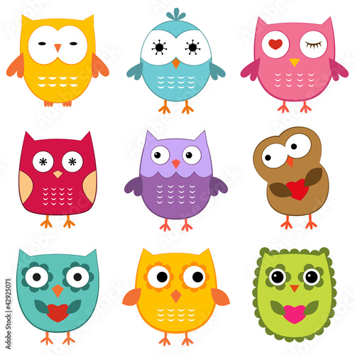 Naklejka dekoracyjna Owls set