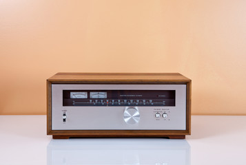 Wall Mural - Vintage Stereo Tuner in Wooden Cabinet