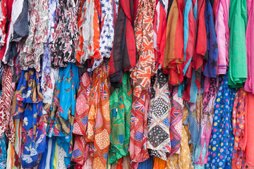 Colorful clothes for sale at a market