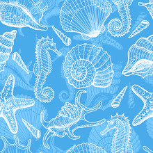 Sea Hand Drawn Seamless Pattern