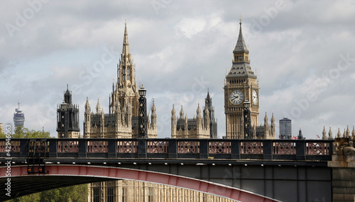 Plakat na papierze fotorealistycznym Panoramę Londynu, pałac Westminster, Big Ben i wieżę centralną