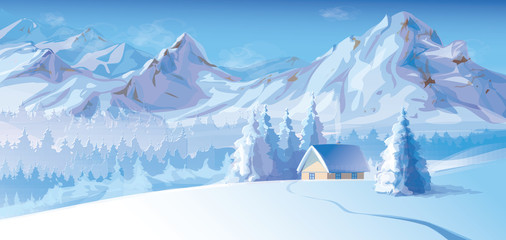 Wall Mural - vector of winter landscape.