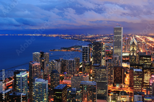 Fotoboard na płycie Panorama panoramę Chicago z lotu ptaka