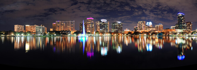 Fototapete - Orlando night panorama