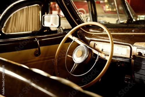 Obraz w ramie Retro car interior