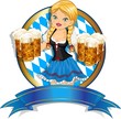 Bavarian Girl with flag and beer