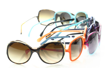 Wall Mural - Collection of sunglasses on white background