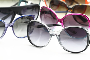 Wall Mural - Collection of sunglasses on white background