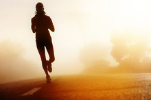 Athlete Running Road Silhouette