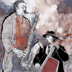 Wall Mural - Jazz band on a colorful background