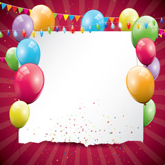 Wall Mural - Colorful Birthday background with balloons and place for text