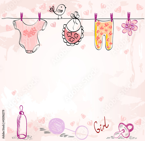 Fototapeta dla dzieci Cute scrapbook for girl with baby elements.