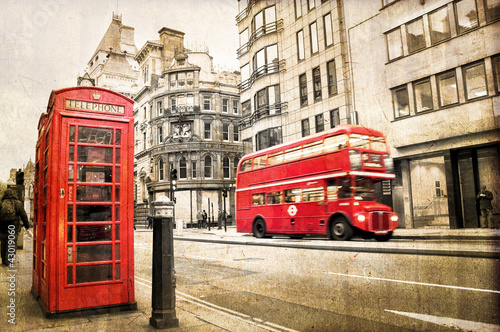 Naklejka na drzwi London Fleet street vintage