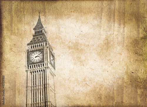 Plakat na papierze fotorealistycznym Big ben vintage - londyn, wielka brytania