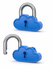 Poster - Cloud computing as padlock. Security concept