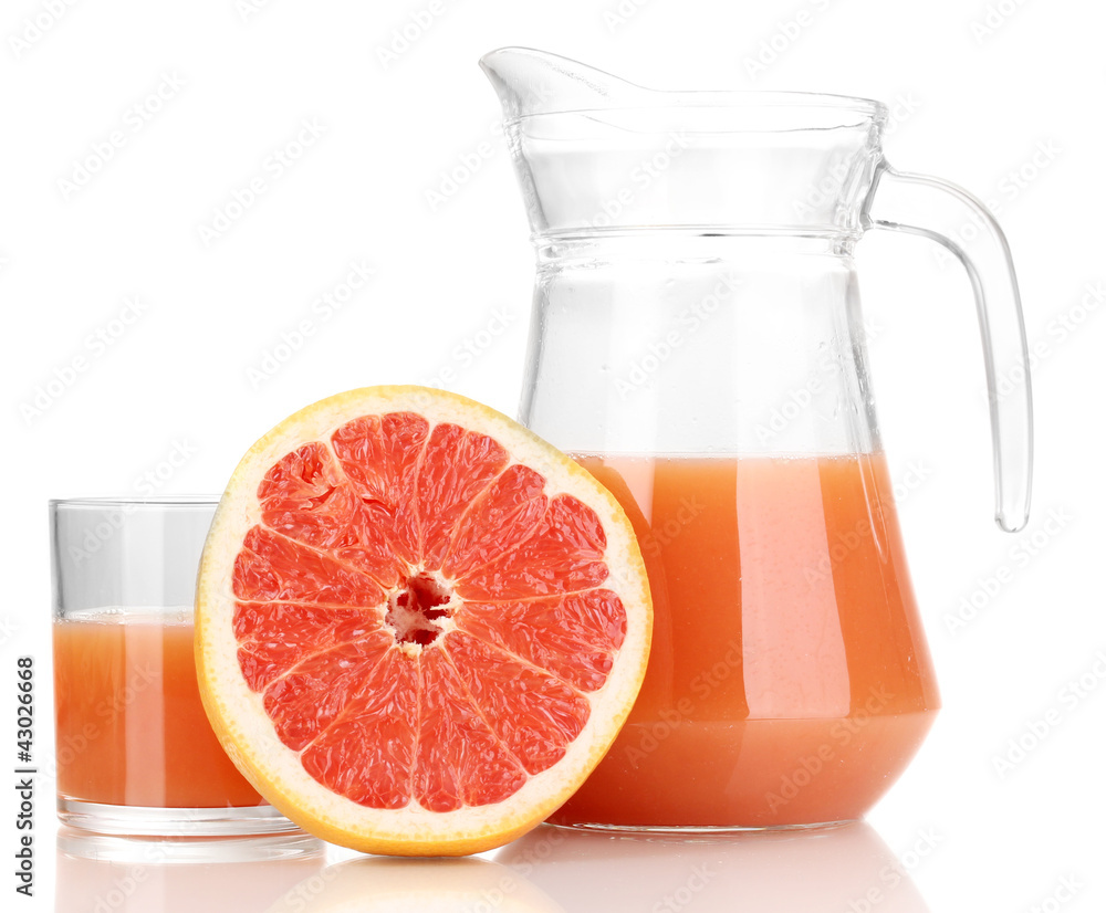 Grapefruit juice and grapefruit isolated on white