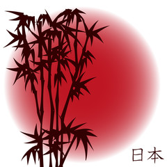 Plakat słońce drzewa bambus azja