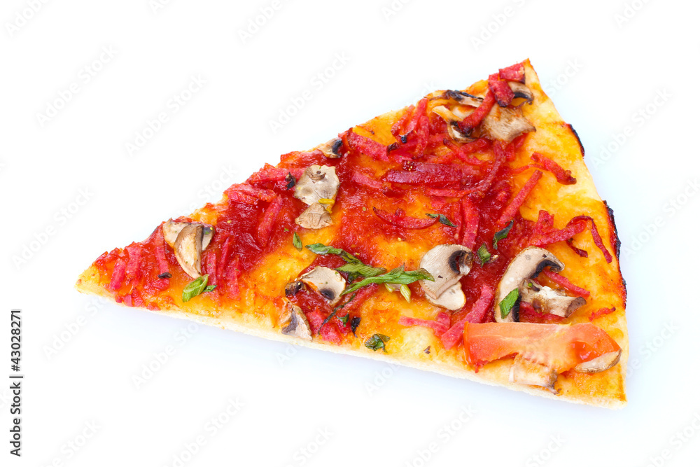 tasty slice of pizza isolated on white