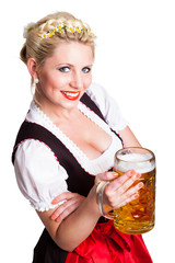 Wall Mural - junge blonde Frau im Dirndl mit Masskrug