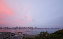 The Panoramic View Of The Manhattan At Sunset