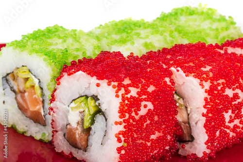 Tapeta ścienna Tobiko pikantne maki sushi - gorąca bułka z różnego rodzaju tobiko (
