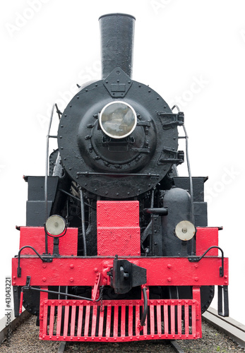 Obraz w ramie Steam train on white background.