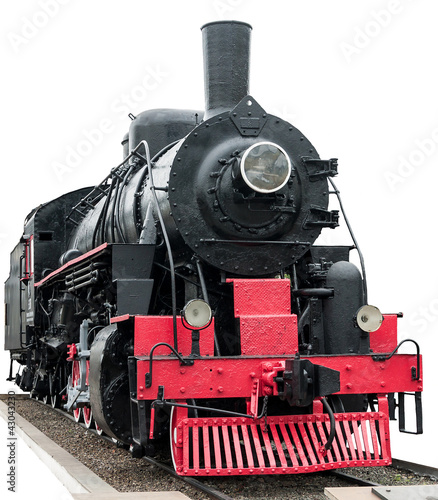 Naklejka na drzwi Steam train on white background.