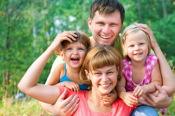 happy family in  summertime