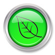 Vector Leaf Icon Glossy Metallic Button. EPS10.