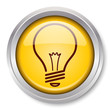 Vector Light Bulb Icon Glossy Metallic Button. EPS10.