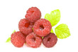 Raspberry fruit close up isolated on white background.
