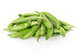 Green peas pods on white, clipping path included