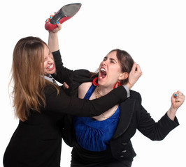 female workers fighting