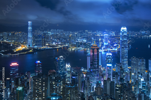 Naklejka samoprzylepna Widok z portu victoria od szczytu w hongkongu