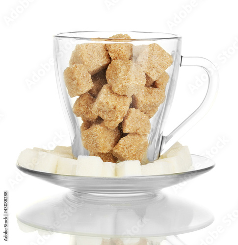 White Refined Sugar And Lump Brown Cane Sugar Cubes In Glass Buy