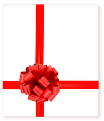 Poster - Card with red gift bow with ribbons Vector