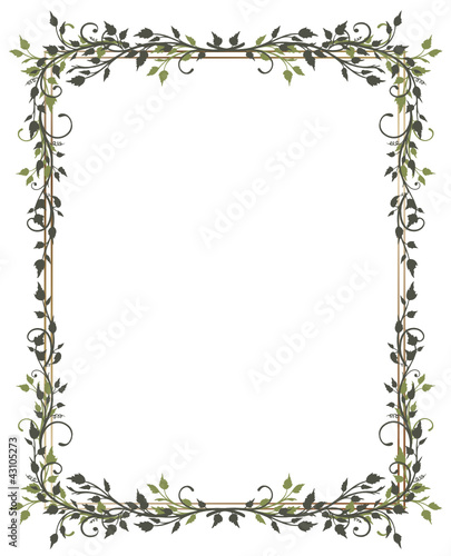 Rahmen, Blätter, Laub, Ranke, flora, filigran Stock-Vektorgrafik
