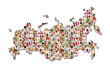 © Doreen Salcher - map of russia with a lot of people portraits