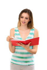 woman reading book