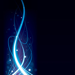 Leinwandbilder - Abstract blue glowing wave background.