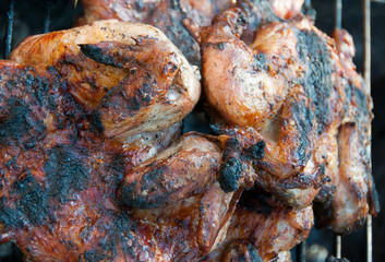 Fried chicken on the grill