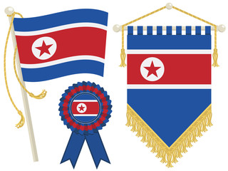 Wall Mural - north korea flags